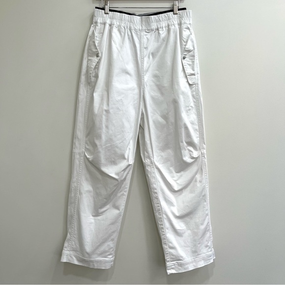 Free people movement white wide leg pull on pants exposed elastic waist band M - Picture 1 of 15